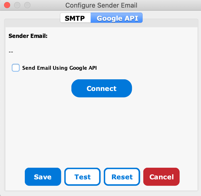 Configure sender dialog screenshot