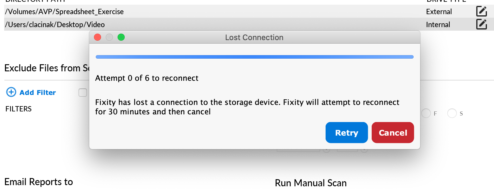 Drive management window screenshot