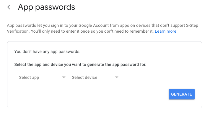 Google API password dialog screenshot