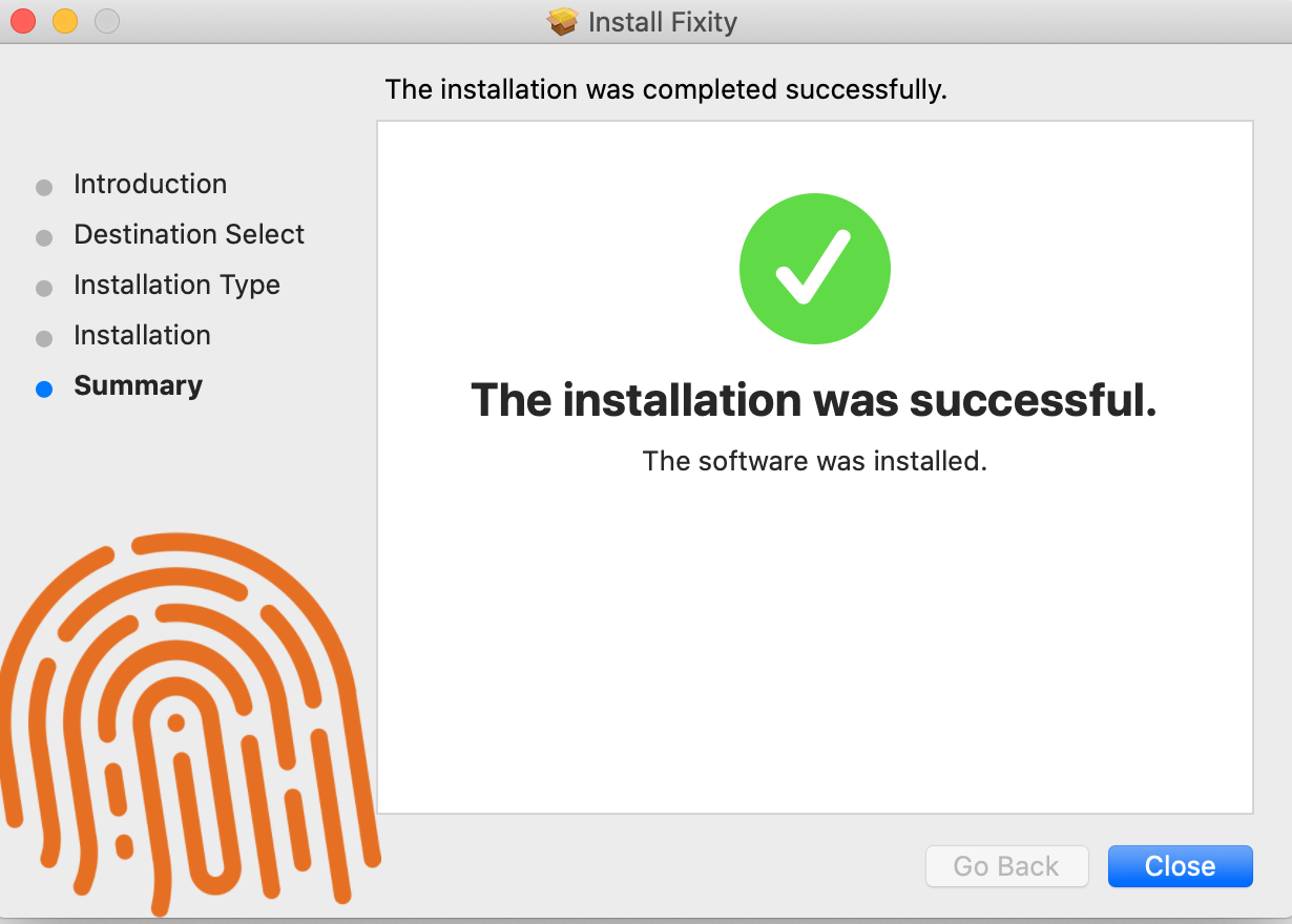 macOS install success window screenshot