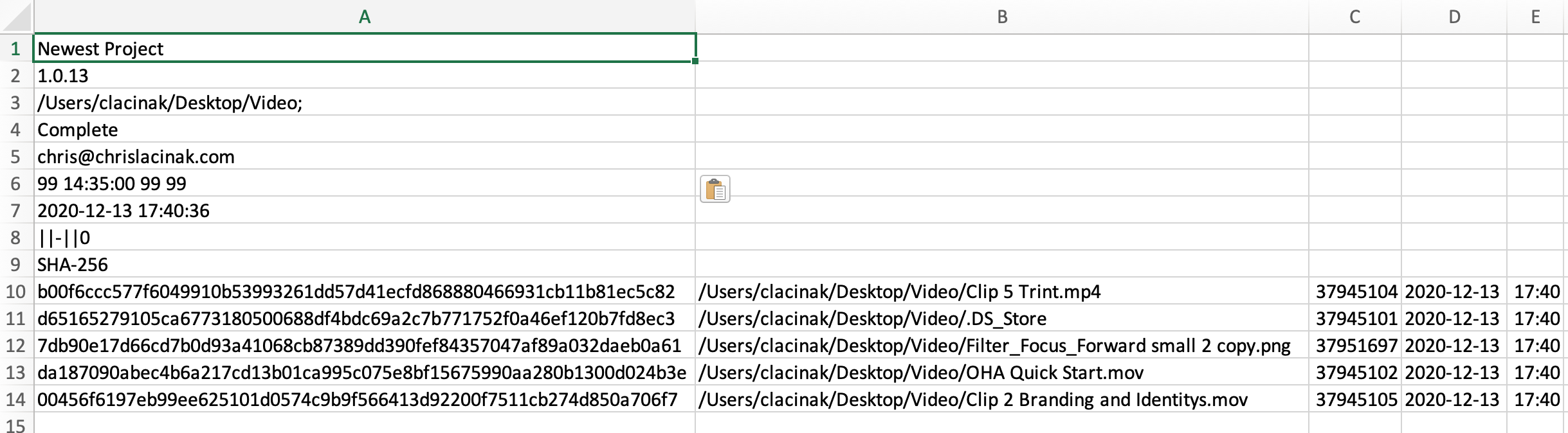 Reports location window screenshot