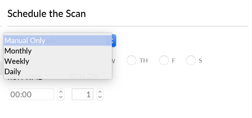 Schedule scan window screenshot