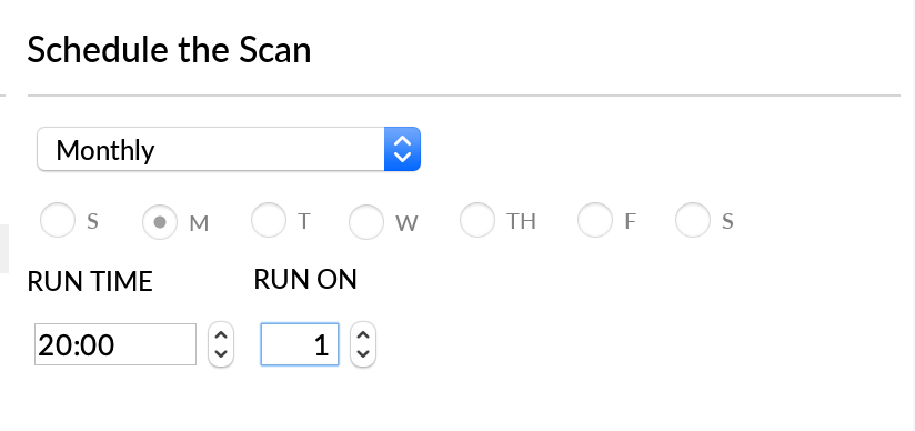 Schedule scan window screenshot