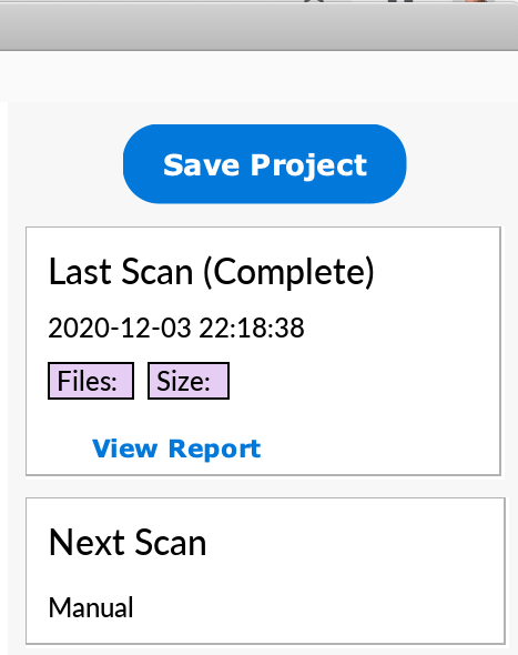Status reporting window screenshot