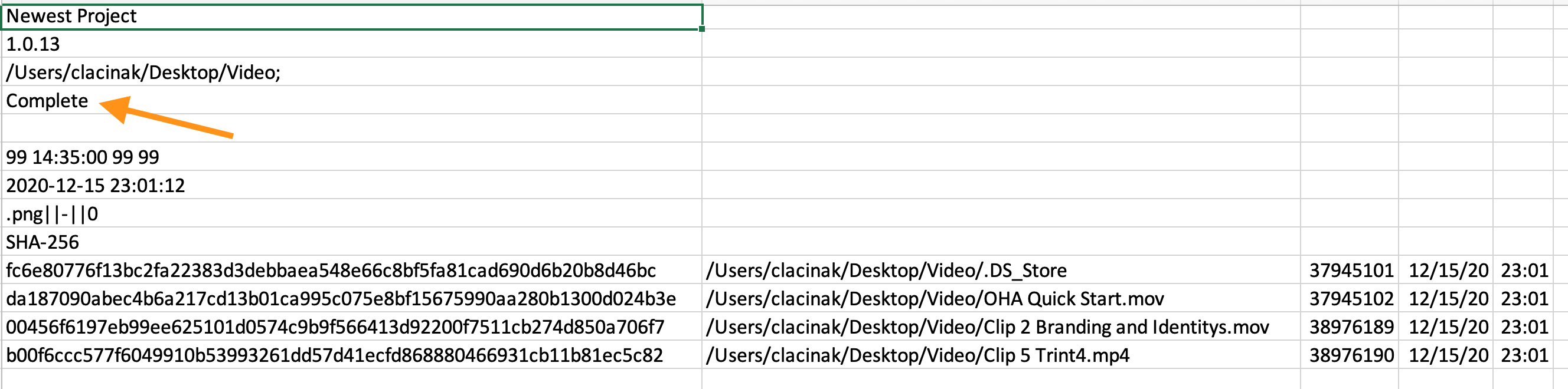 Status reporting window screenshot