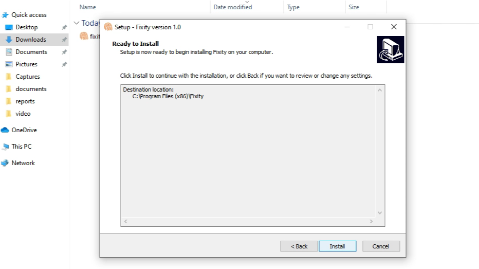Windows install confirmation screenshot