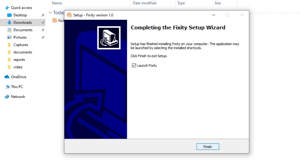 Windows install finished screenshot